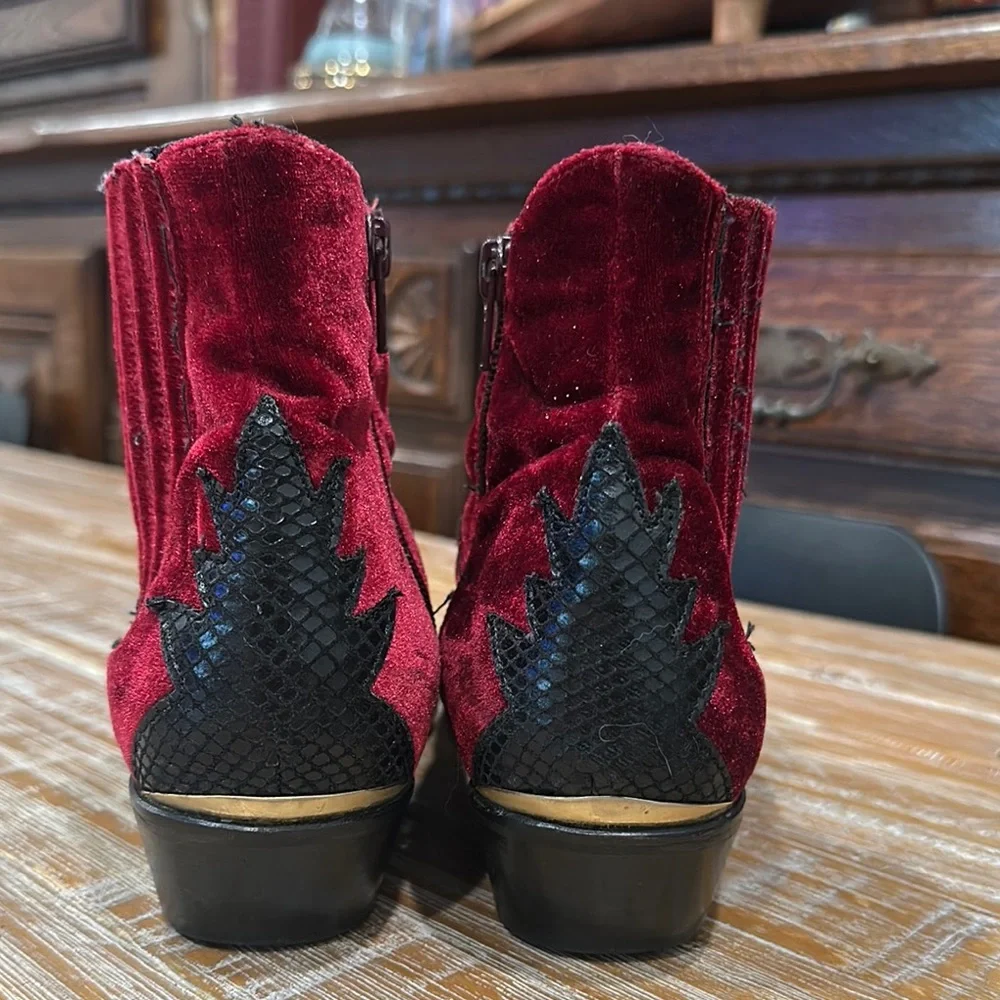 Topshop cowboy Red and Black Western Ankle Boots size 8.5 - Picture 6 of 6